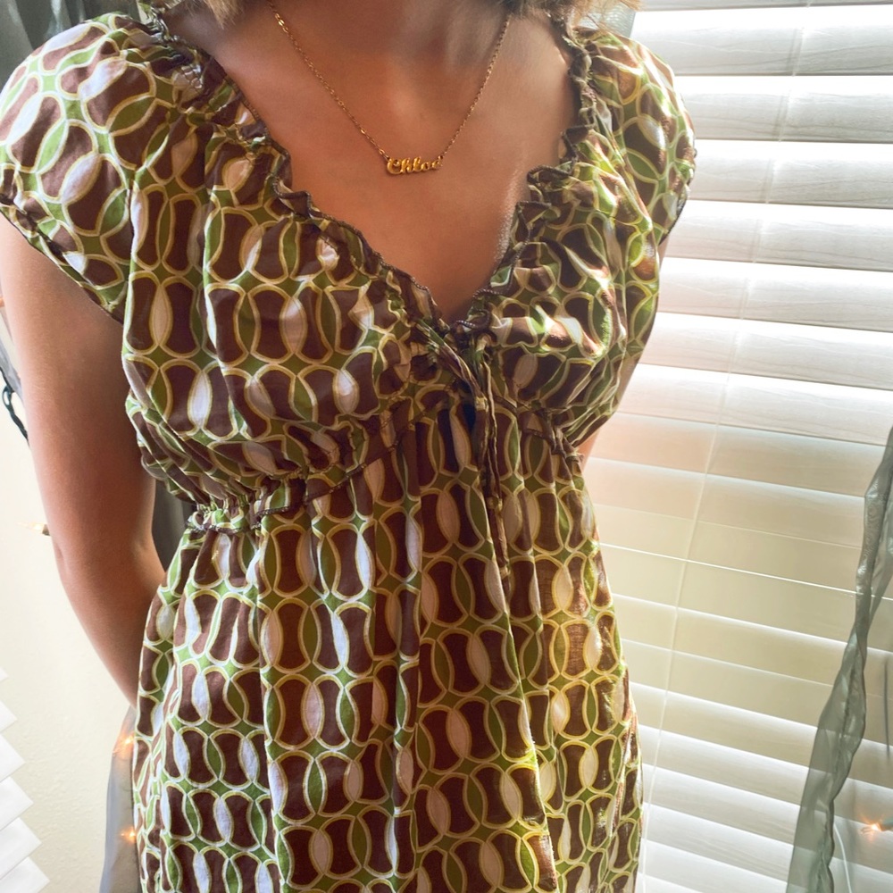 Geometric print y2k babydoll top